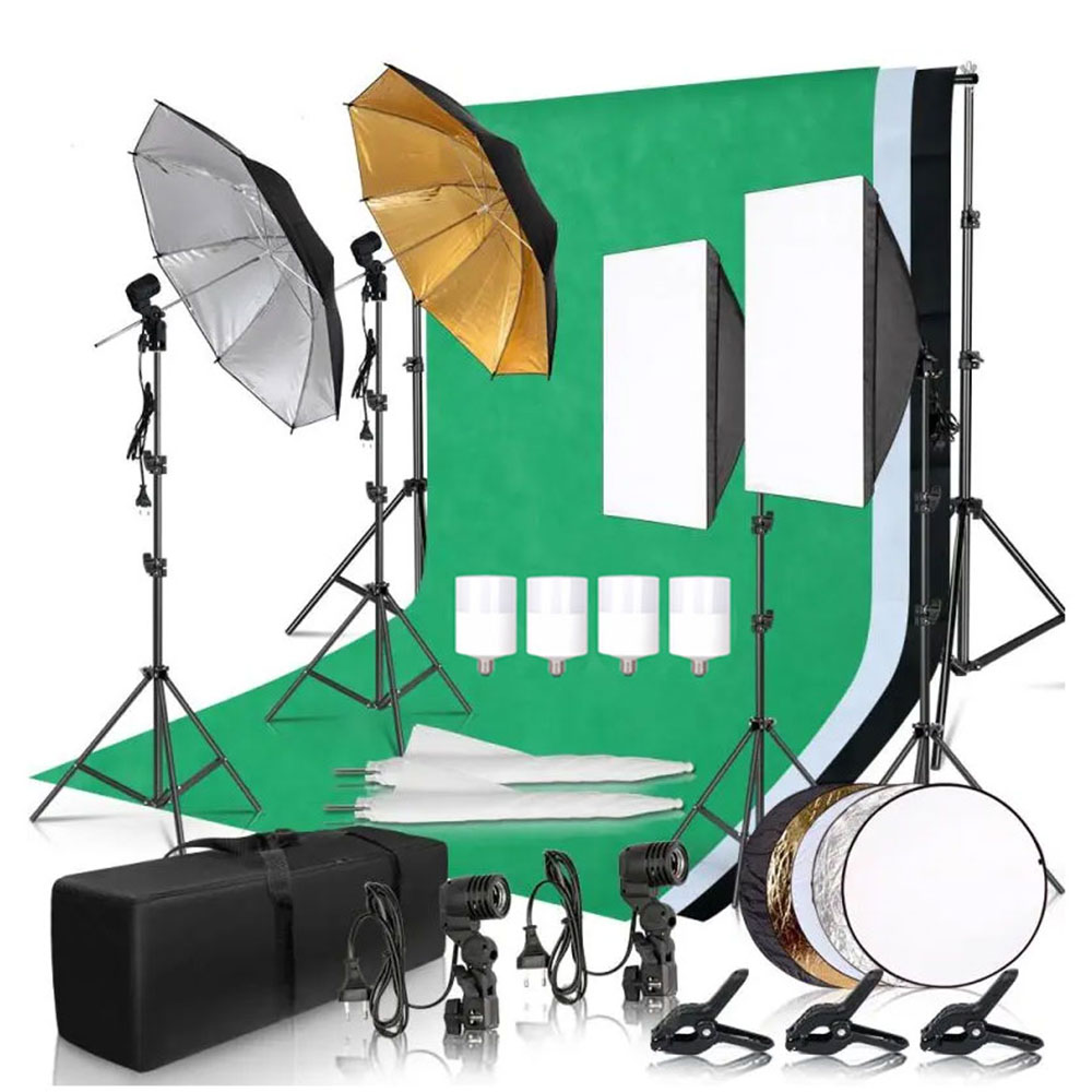 Photography Lighting Kit With Backdrop - طقم إضاءة سوفت بوكس لاستوديو التصوير