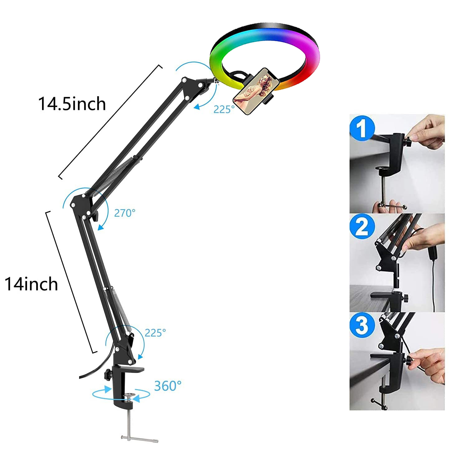 إضاءة حلقية للسيلفي RGB بقطر 2 - مراجعة Photography Lighting Youtube وسعره