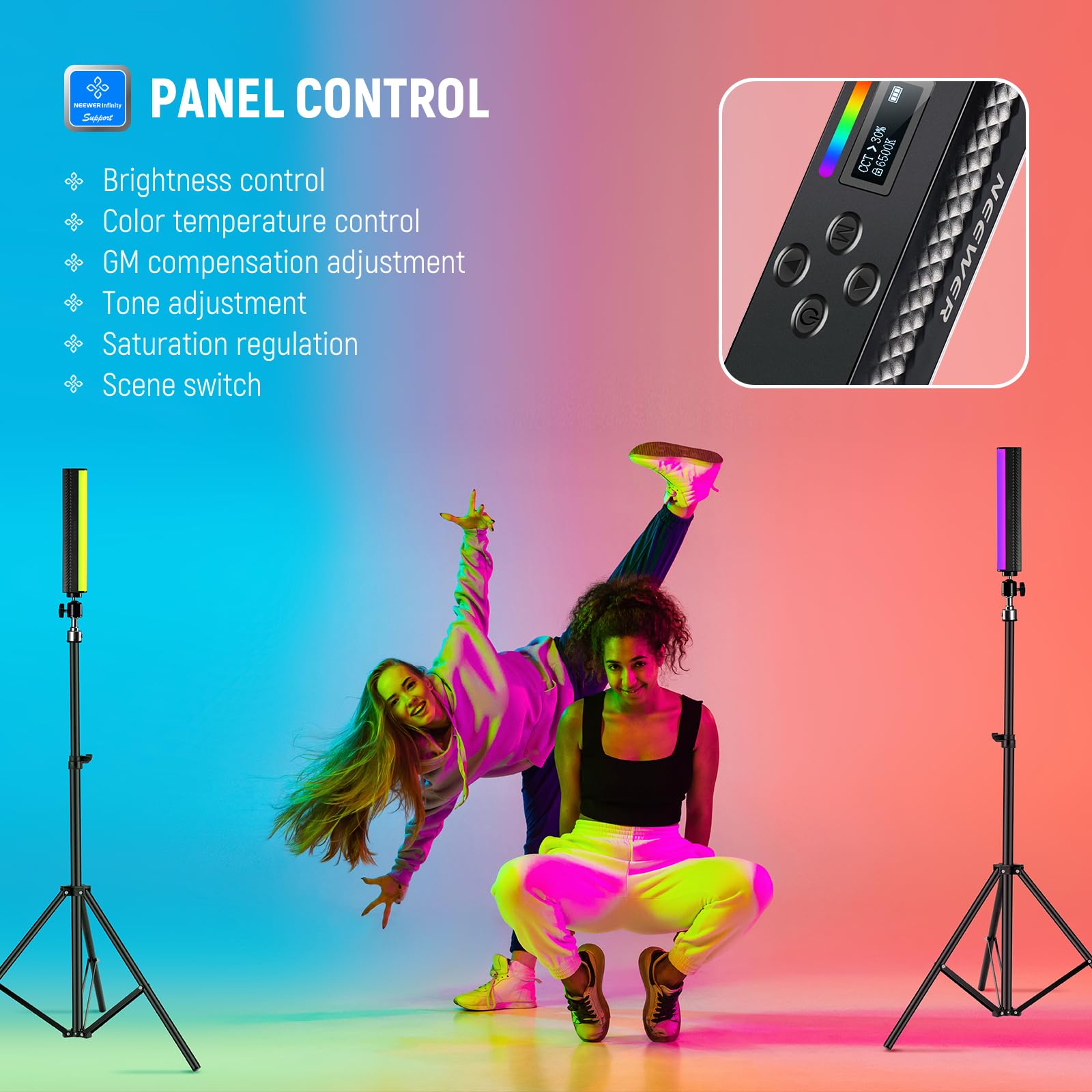 NEEWER RGB عصا الضوء مع APP ال - مراجعة Photography Lighting Youtube وسعره