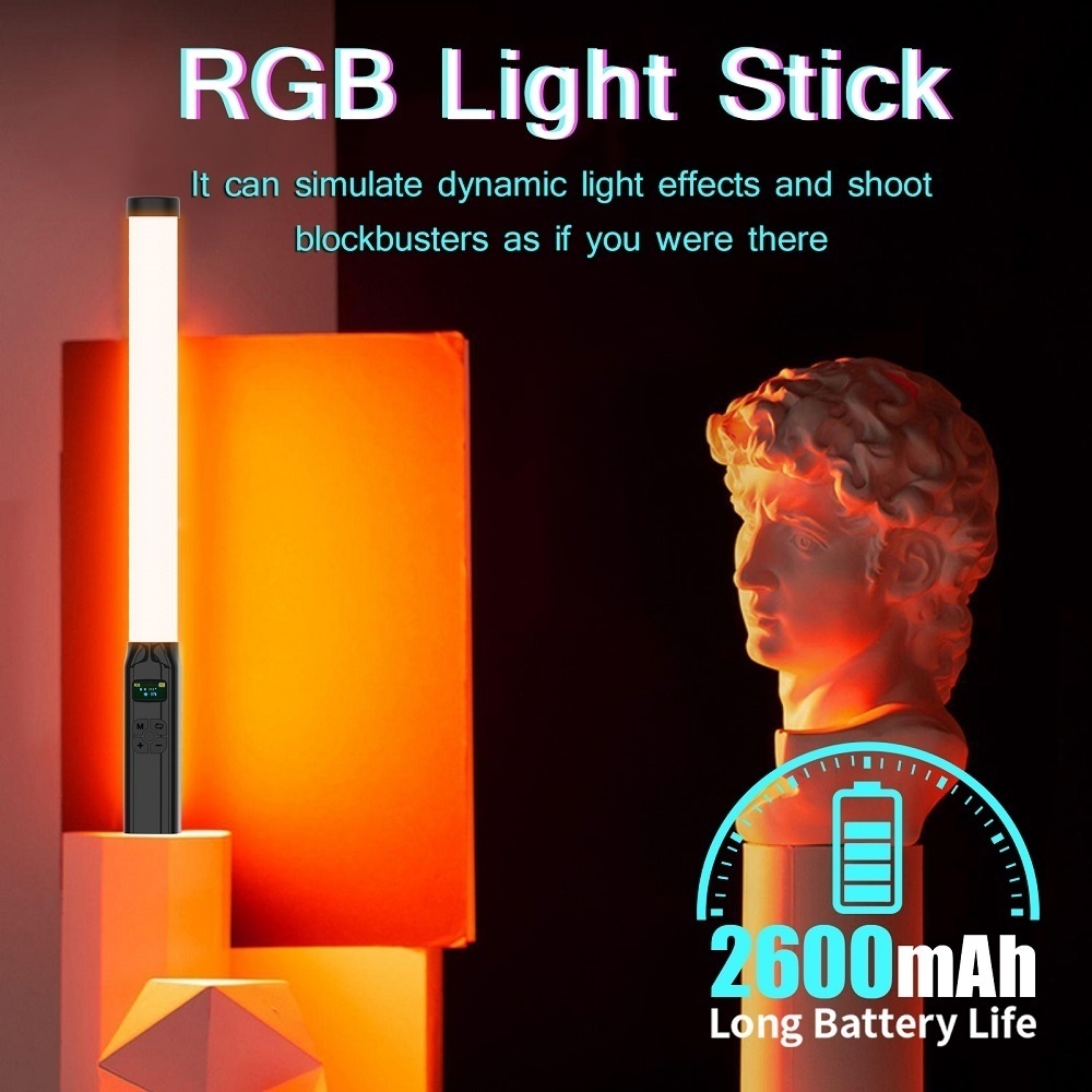 50 سنتيمتر RGB عصا ضوء عصا خفي - مراجعة Photography Lighting Youtube وسعره